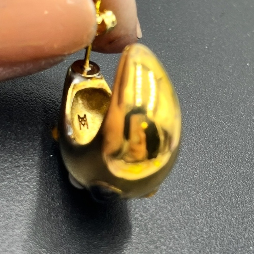 MISSOMA Savi Dome Medium Onyx MOP Tiger's Eye Gemstone Hoop Earring *Single - Picture 5 of 10
